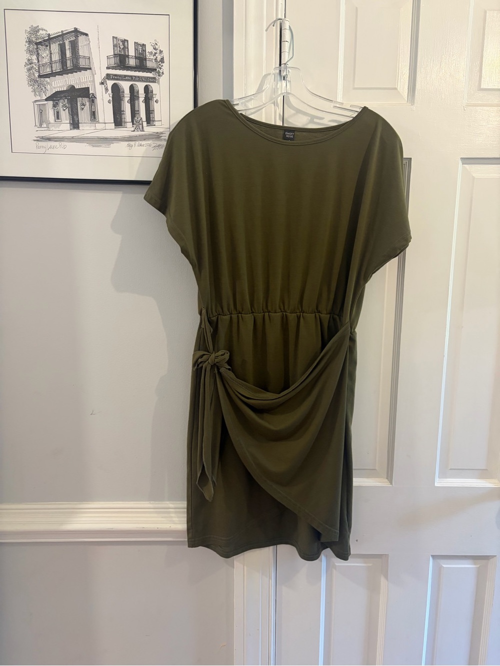 a new day Olive Short Sleeve Tie-Waist Mini Dress